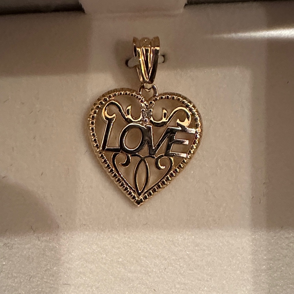 Gold Heart Pendant With Love Inscription